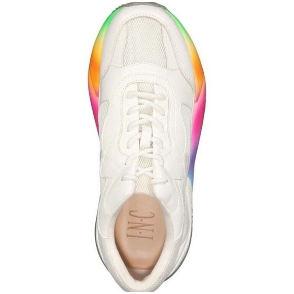 INC International Concepts Womens Bubblez Low Top Lace Up, White RNBW, Size 7M - Picture 2 of 3